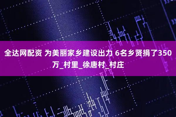 全达网配资 为美丽家乡建设出力 6名乡贤捐了350万_村里_徐唐村_村庄
