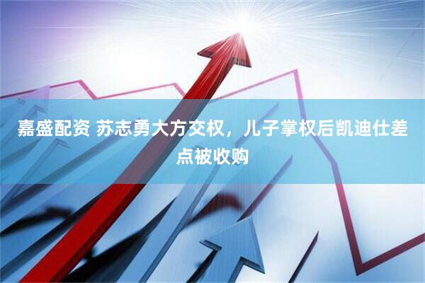 嘉盛配资 苏志勇大方交权，儿子掌权后凯迪仕差点被收购